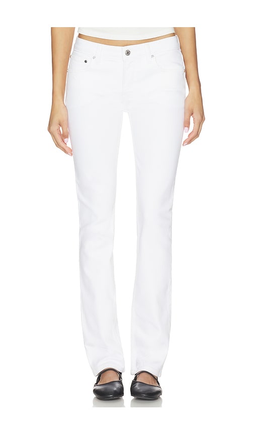 Moss Mid Rise Skinny Jeans in White.