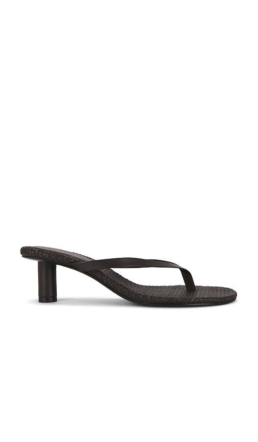 Woven Thong Heel in Chocolate.