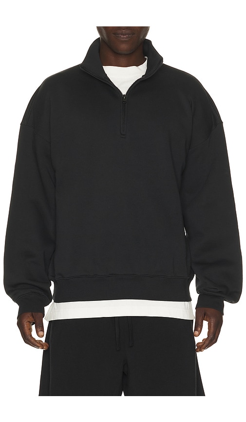 Fleece Lounge Quarter Zip in Black.