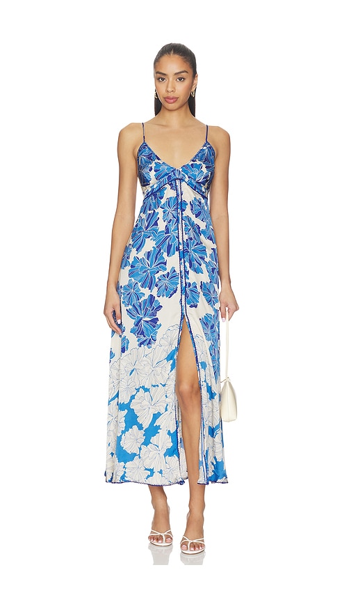 Denise Long Dress in Blue,Cream.