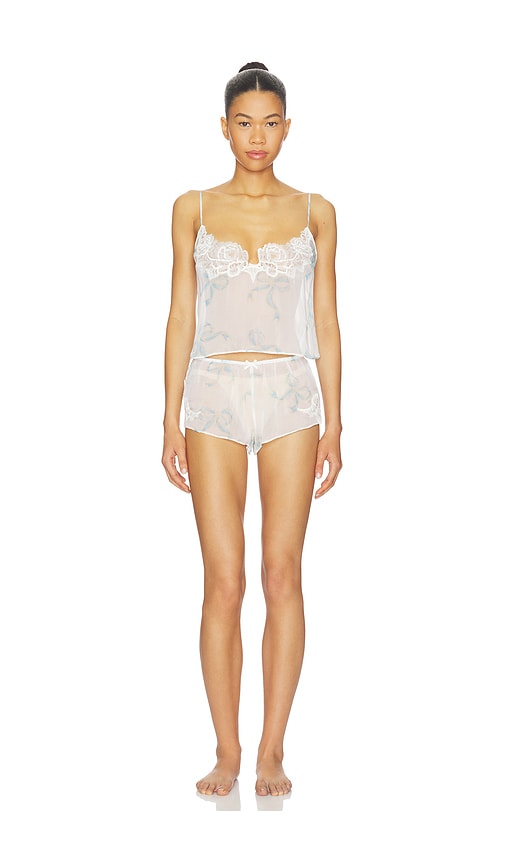 Skims Romance Lace Cami And Short Set in White,Blue. by SKIMS