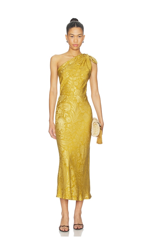 Grycen Dress in Metallic Gold.