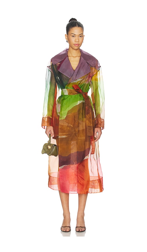 Novalie Organza Trench Coat in Green,Purple.