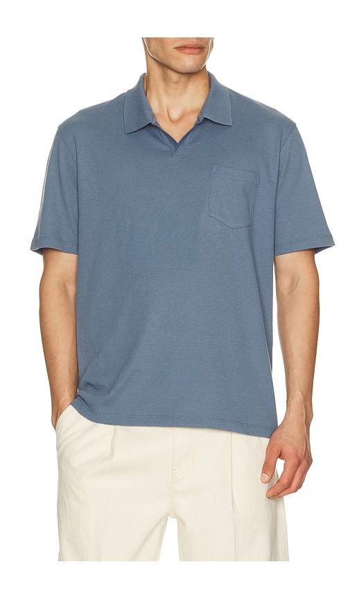 Short Sleeve Johnny Collar in Blue.