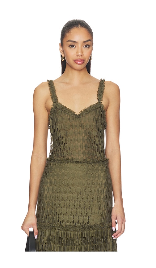 Francoise Lace Tank Top in Army.