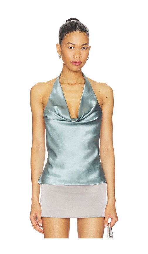 Cassia Halter Tank Top in Baby Blue.