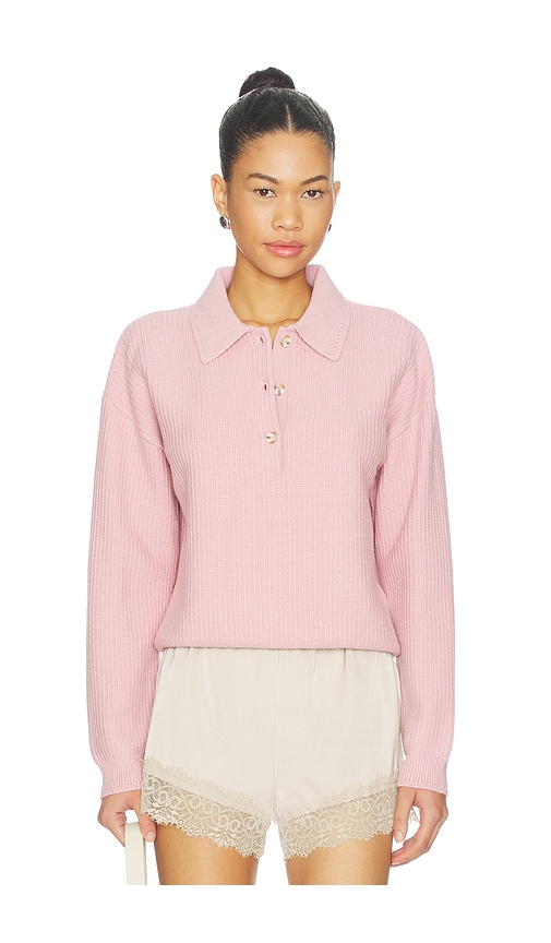 Marlie Polo Knit Sweater in Blush.