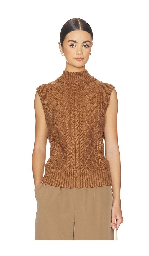 Joilette Roll Neck Vest Top in Brown.