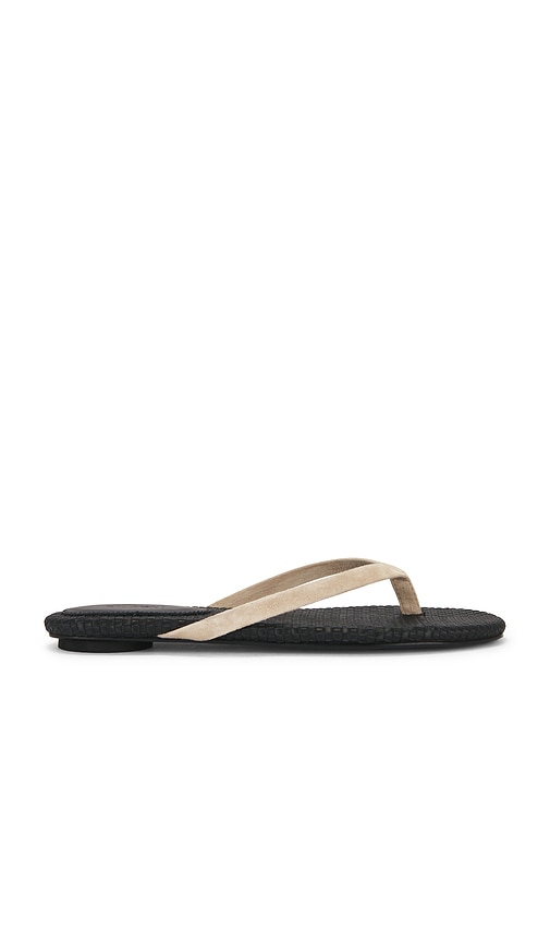 Suede Woven Flip Flop in Beige.