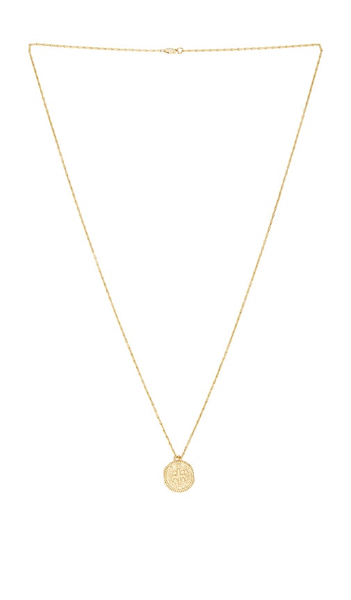Medallion Chain Necklace in Metallic Gold.