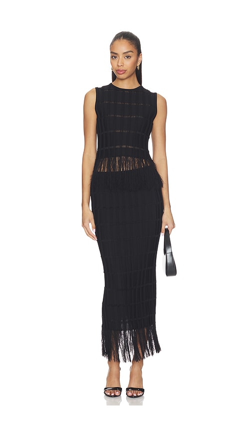 Aria Fringe Knit Set in Black. by Karina Grimaldi