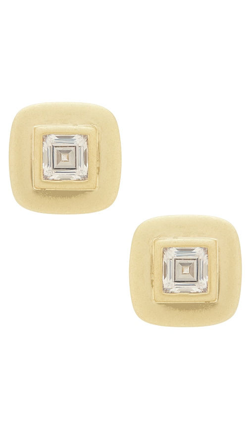 Reagan Square Studs in Metallic Gold.
