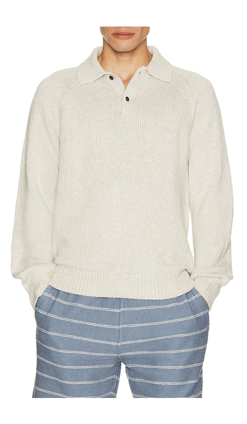 Heirloom Long Sleeve Polo Sweater in Light Grey.