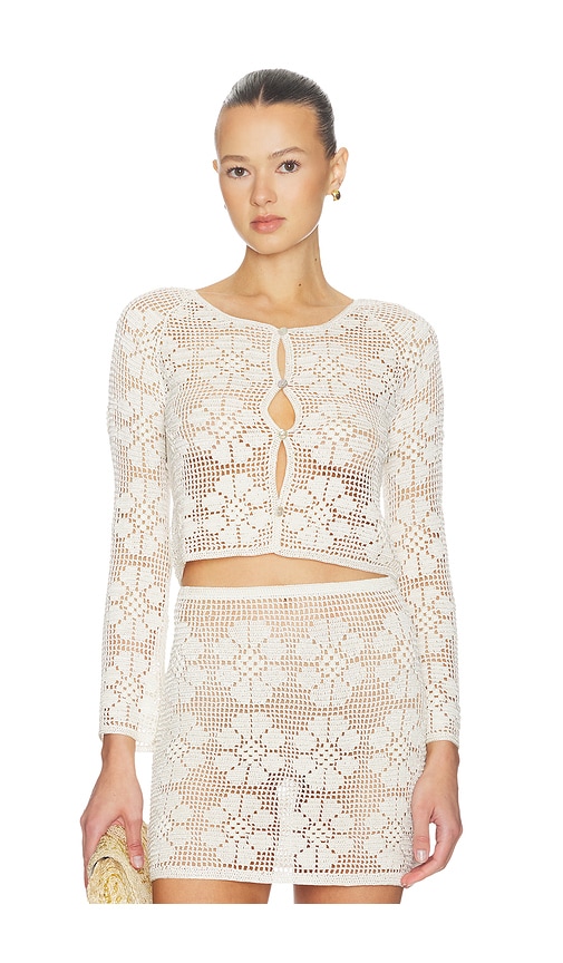 Daisy Chain Crochet Cardigan in Cream.