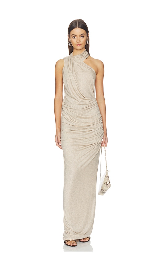 Sleeveless Dalters Dress in Beige.