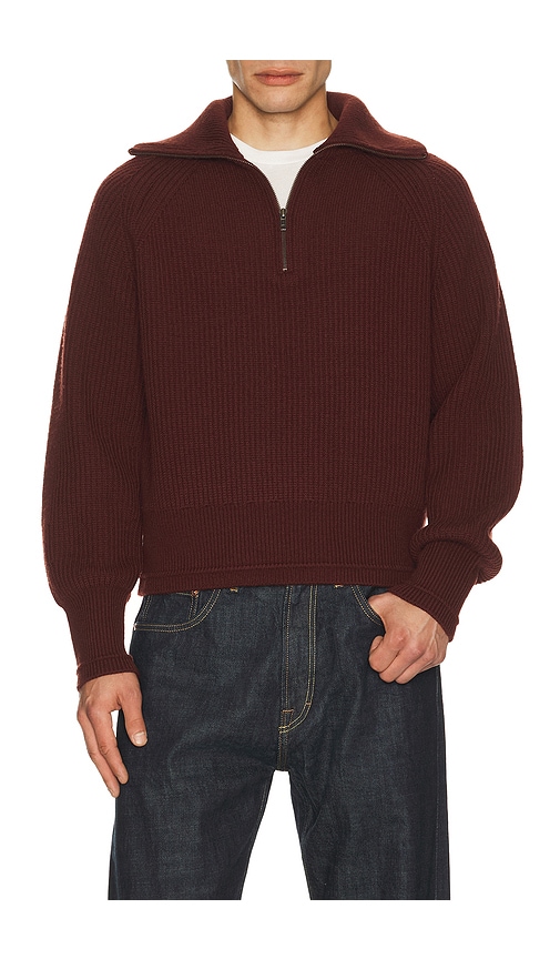 Blimp Quarter Zip Sweater in Burgundy. - size XS/S (also in M/L, XL)