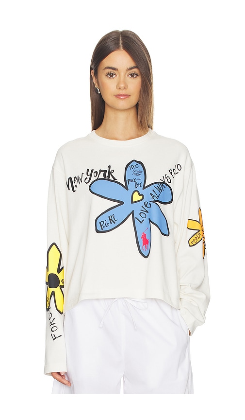 Jersey Crewneck Sweater in White. by Polo Ralph Lauren