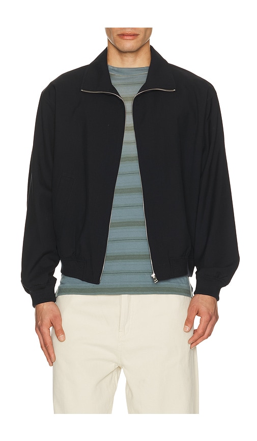Wool Zip Blouson in Navy. - size L (also in M, S, XL/1X)