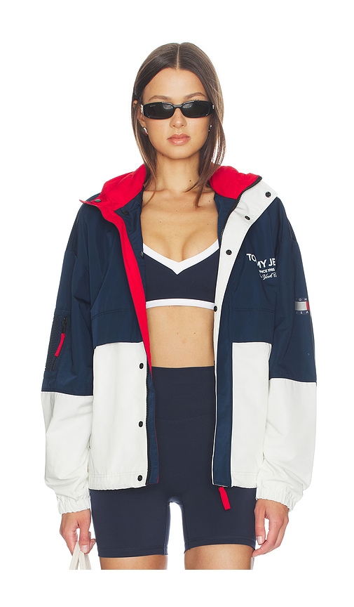 Colorblock Windcheater Jacket in Navy,White. by Tommy Jeans