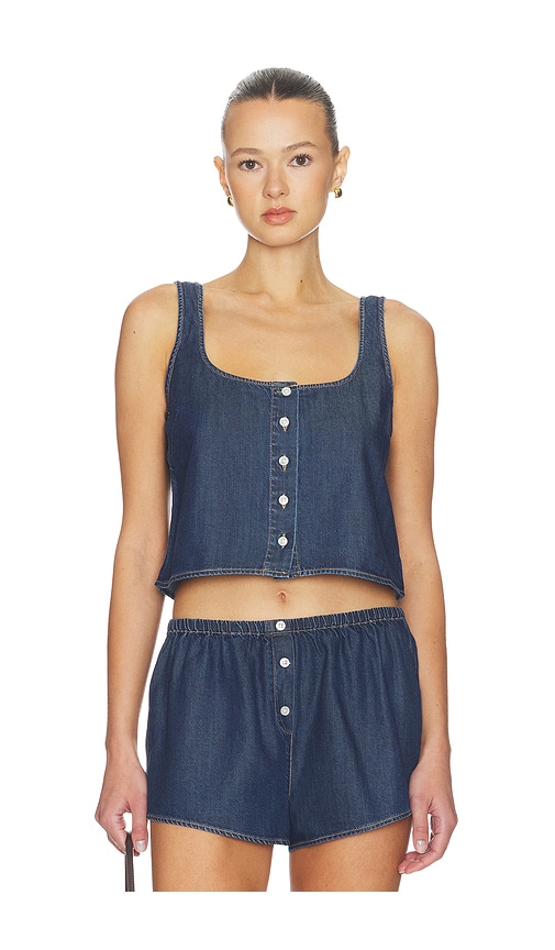 Denim Button Front Tank Top in Blue. - size S (also in L, M, XL, XS, XXL)