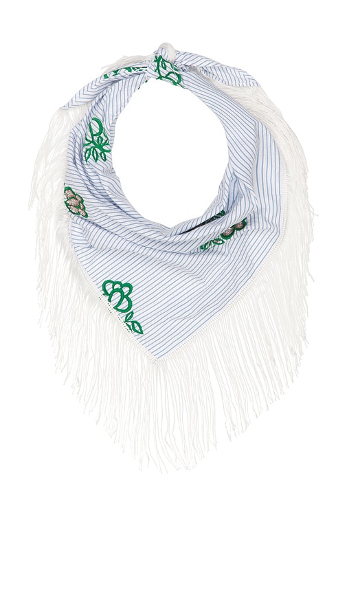 Jennie Embroidered Scarf in Slate,White.