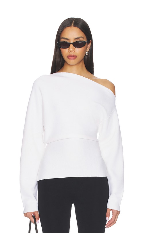 Rachelle Draped Knit Top in White. - size L (also in M, S, XL, XS, XXS)