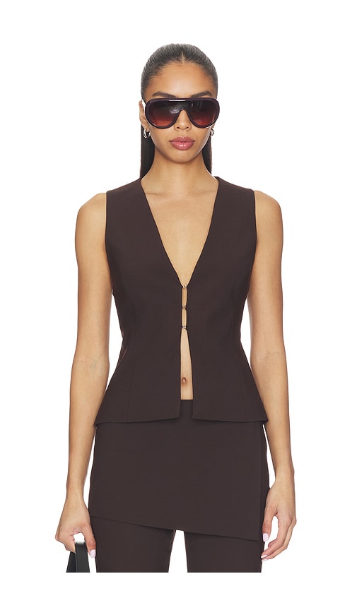 x Jasmine Tookes Jade Vest Top in Brown.