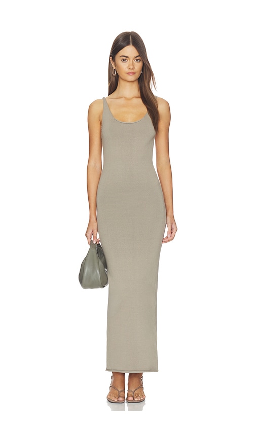 Undone Knit Midi Dress in Taupe.