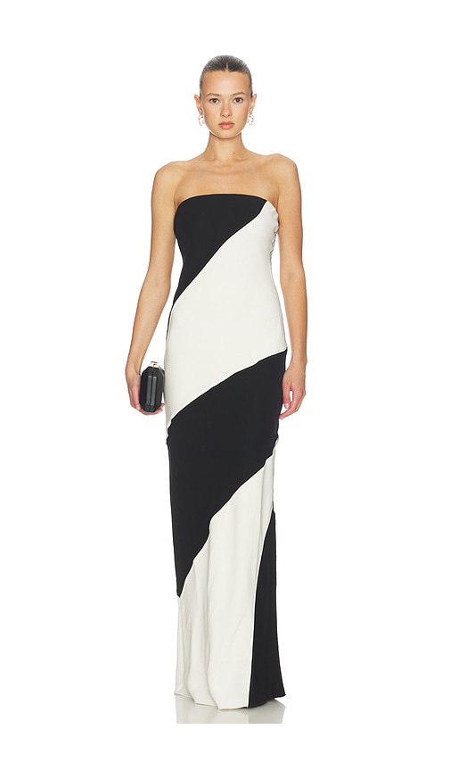Margin Tube Dress in Black,White.