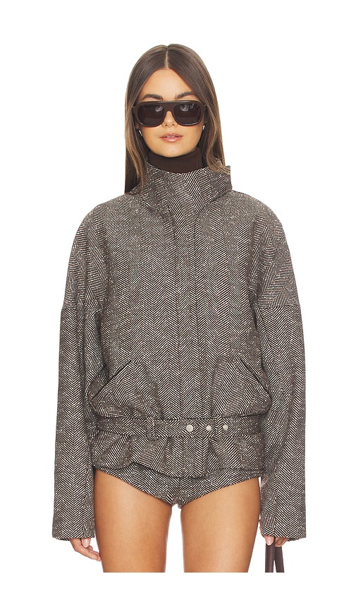 Contrast Aviator Jacket in Brown. - size L (also in M, S)