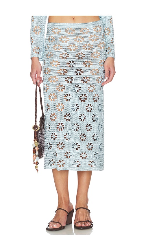 Floral Crochet Skirt in Baby Blue. - size S (also in M, XS)