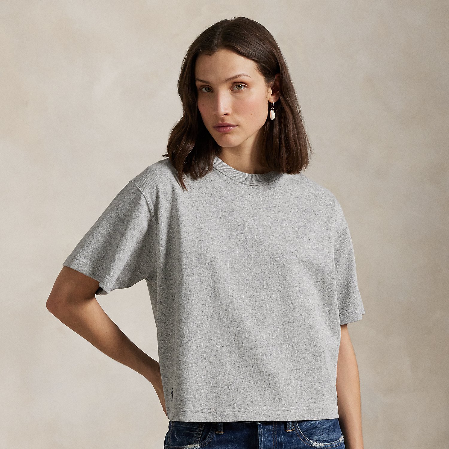 Relaxed Crop Fit Cotton Jersey Tee