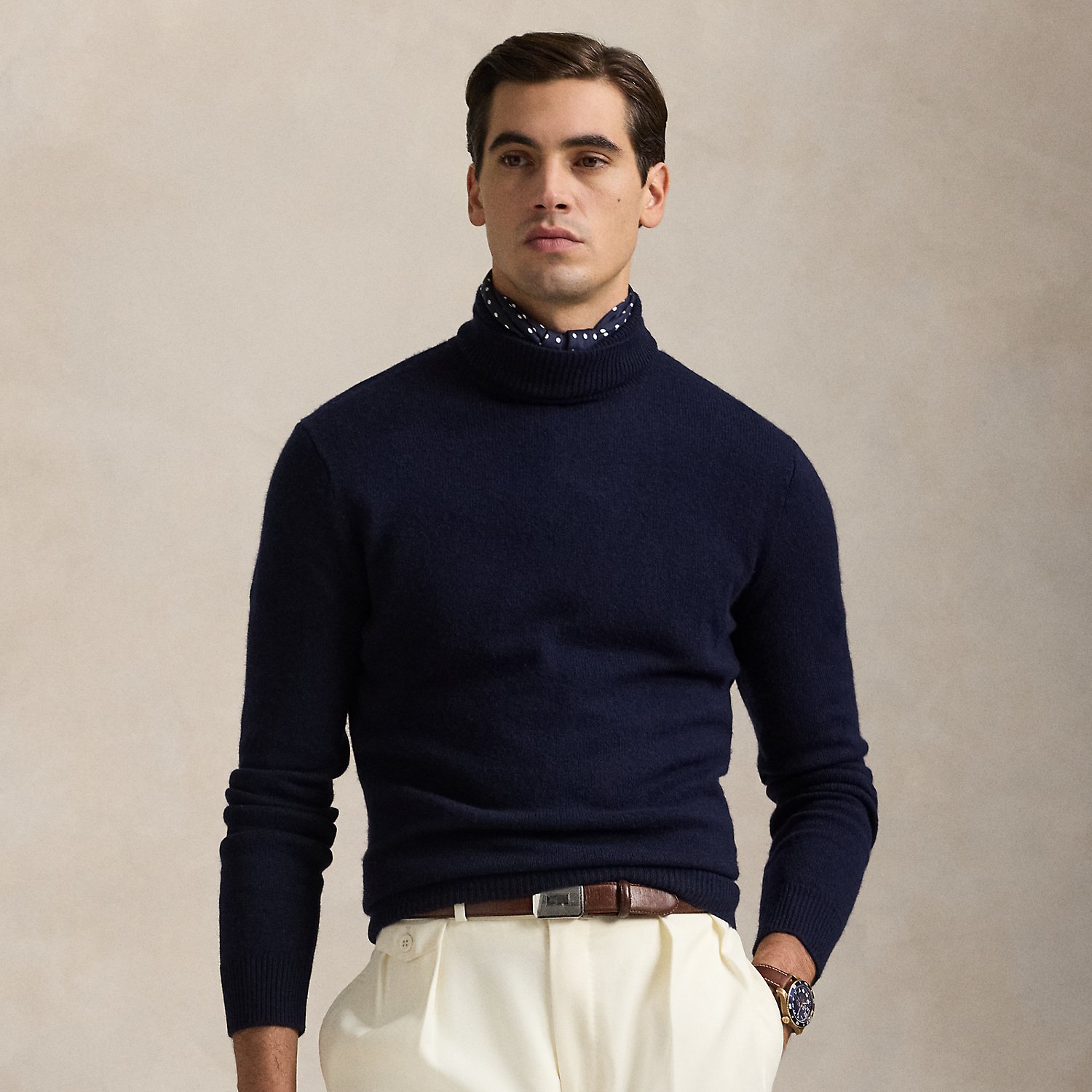 Wool-Cotton Roll Neck Jumper