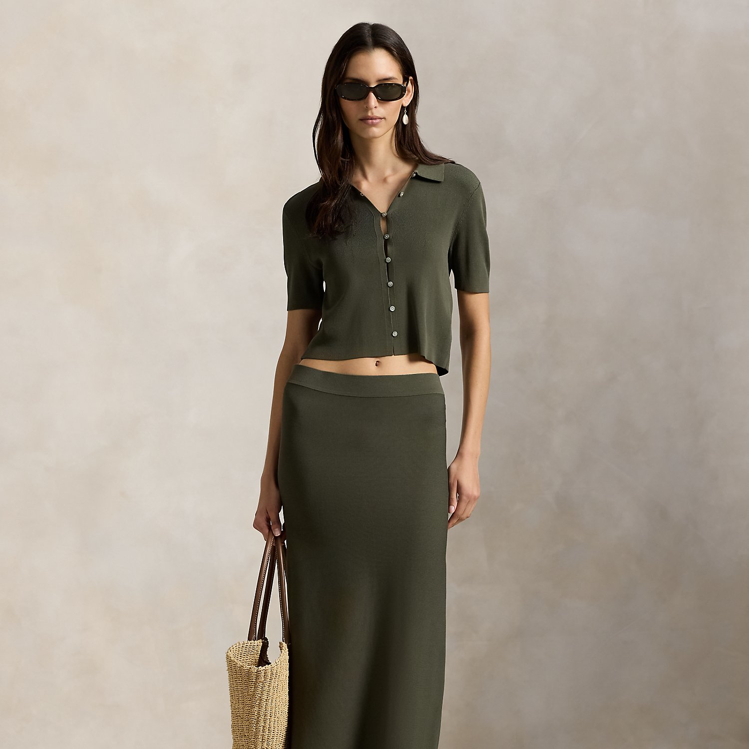 Rib-Knit Midi Skirt