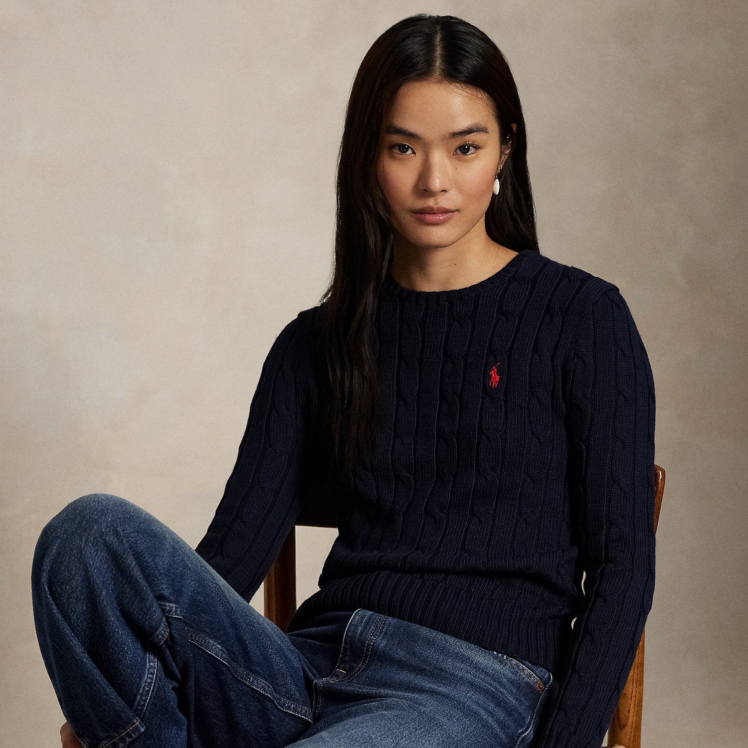 Cable-Knit Cotton Crewneck Jumper