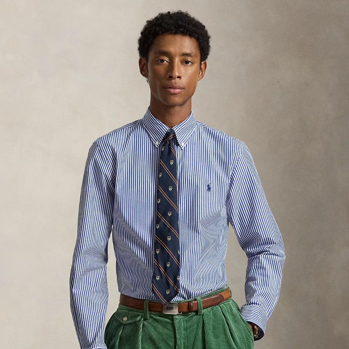 Custom Fit Striped Stretch Poplin Shirt