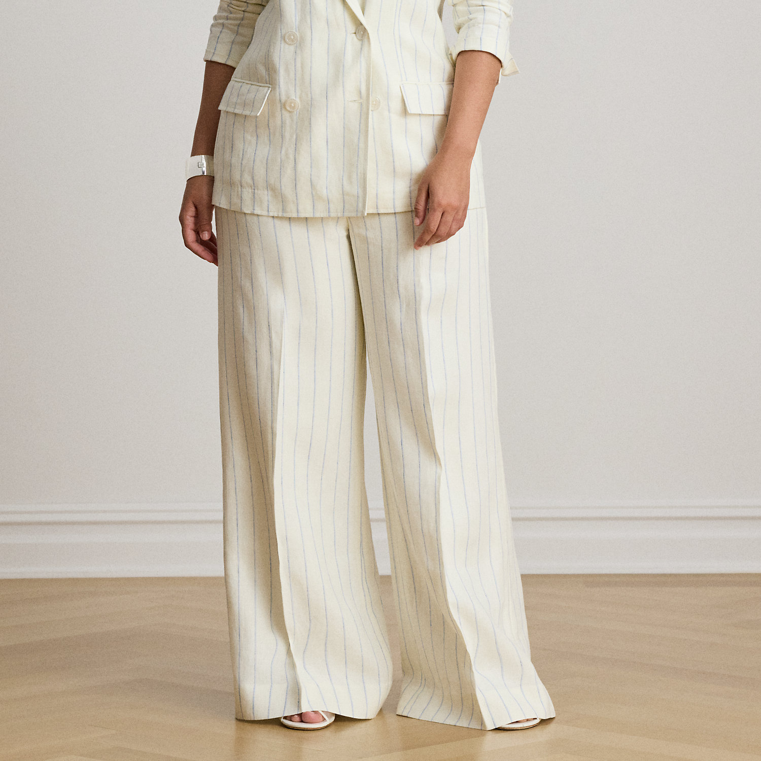 Curve - Striped Wide-Leg Linen Trousers