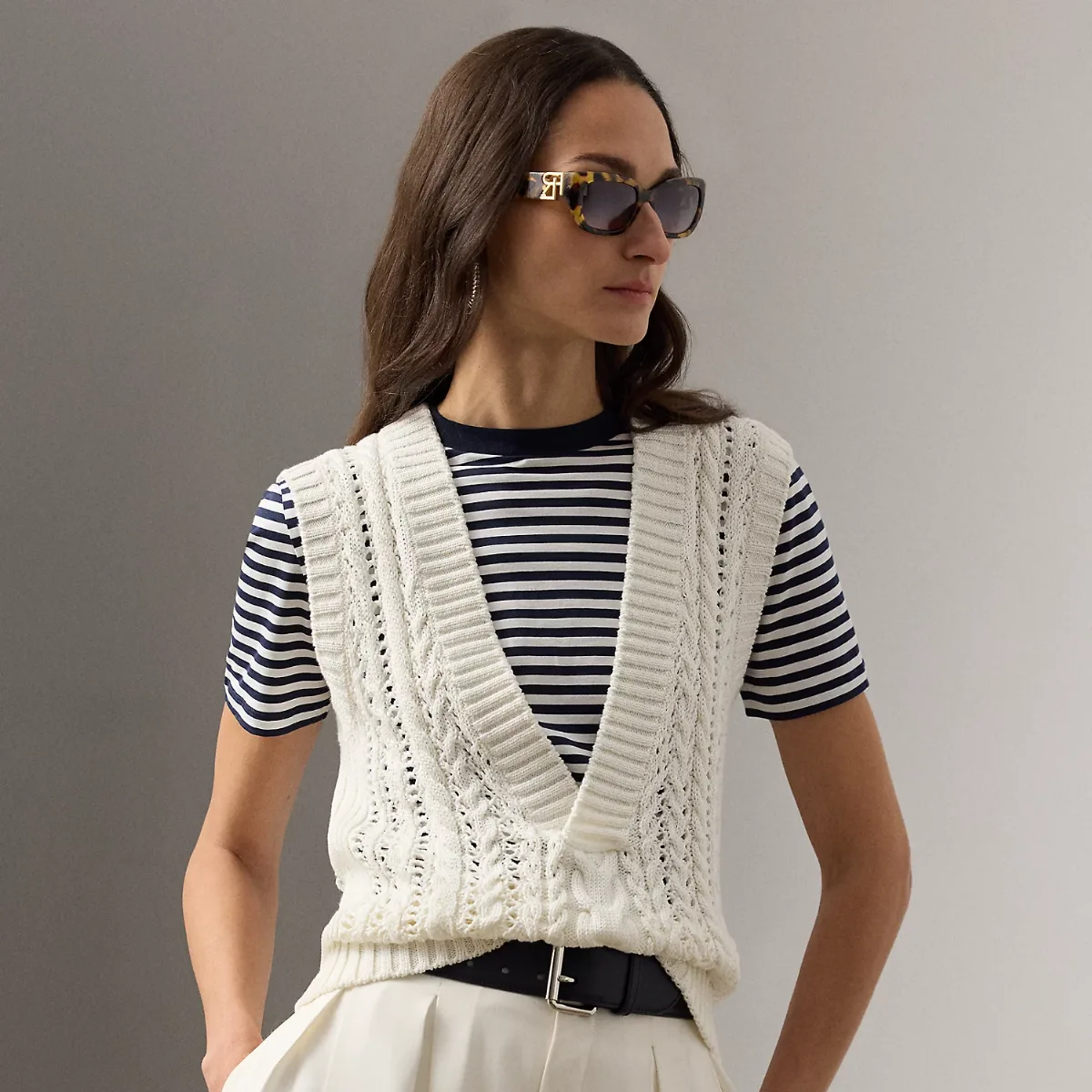 Cable-Knit Cotton-Silk Sleeveless Jumper by Ralph Lauren Collection