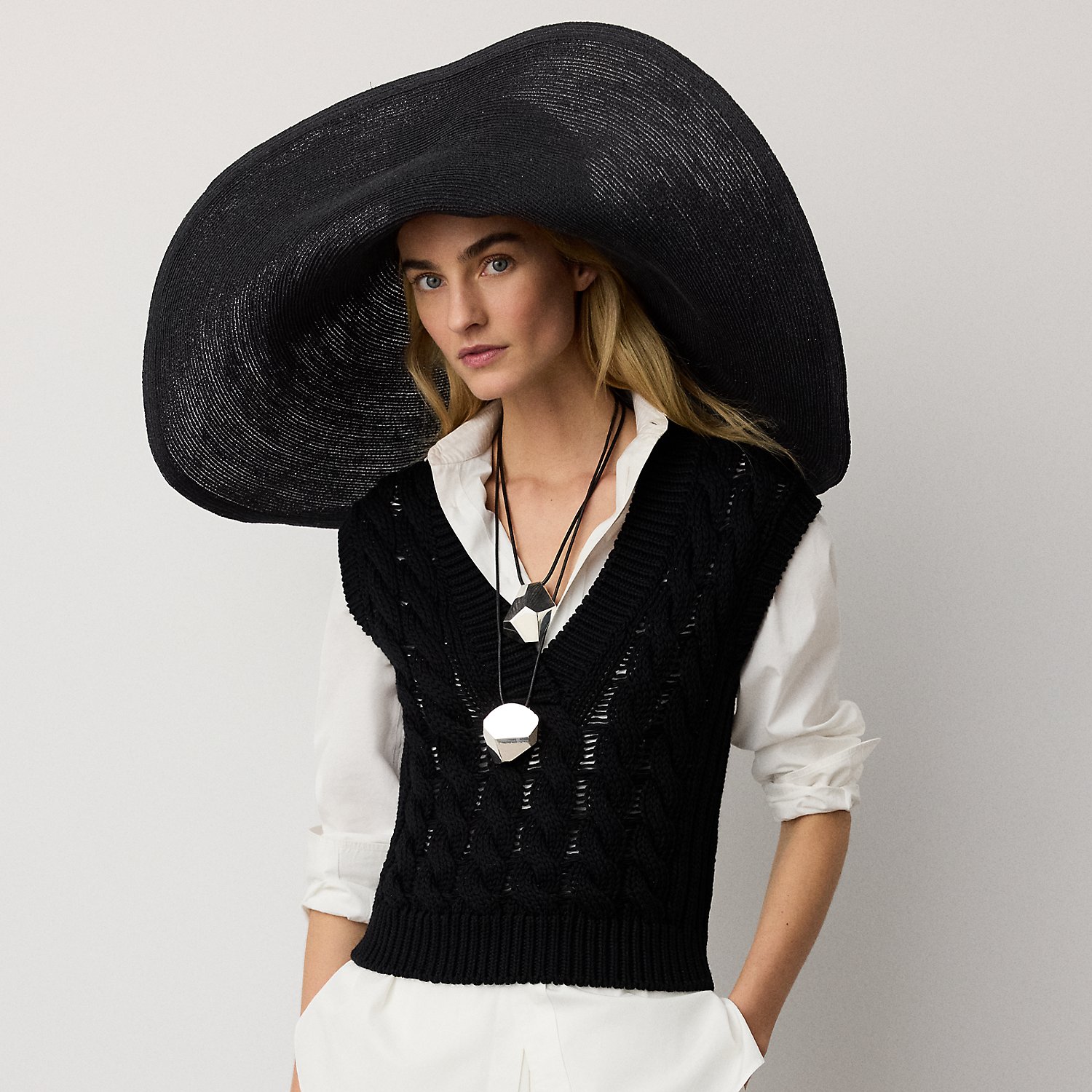 Cable-Knit Cotton-Silk Sleeveless Jumper