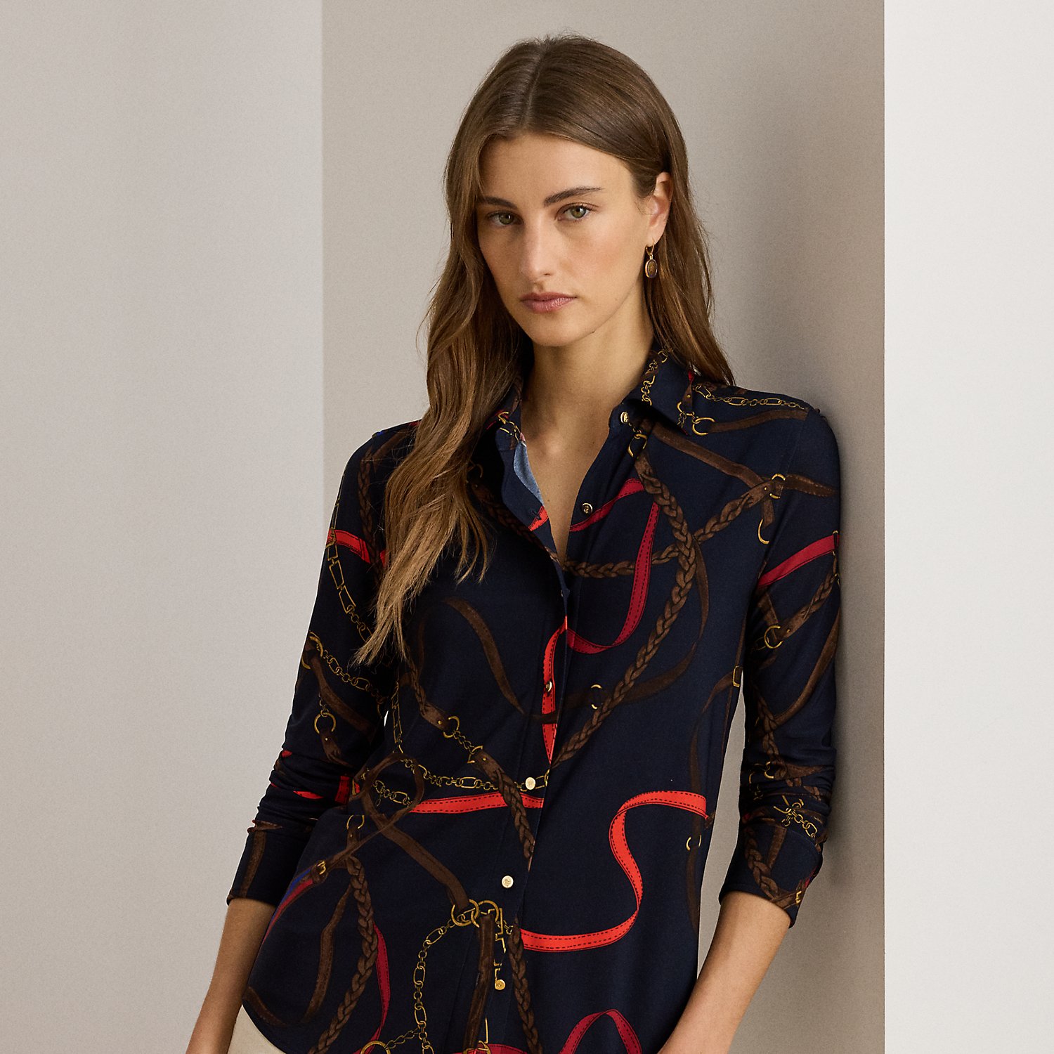 Slim Fit Belting-Print Jersey Shirt