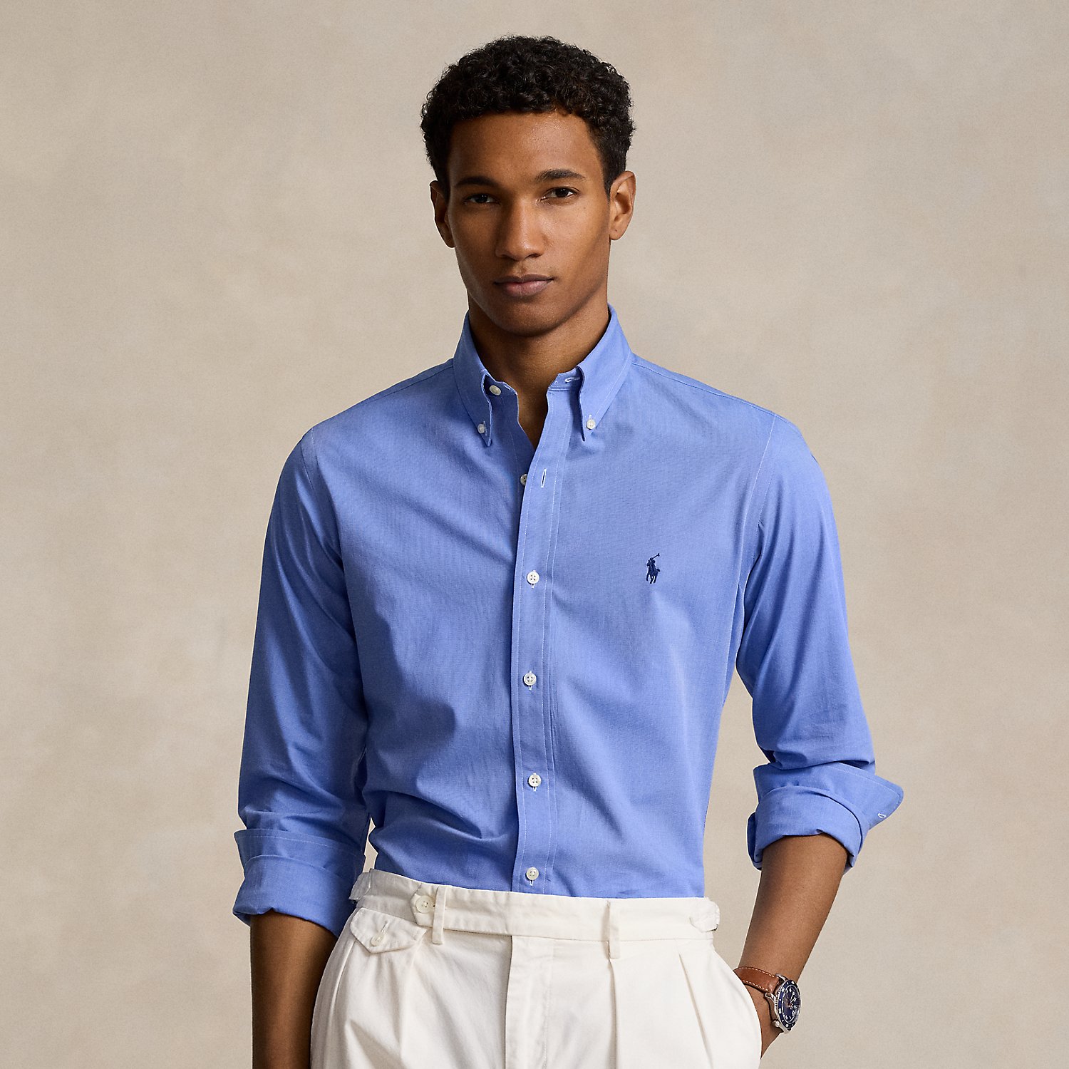 Custom Fit Stretch Poplin Shirt
