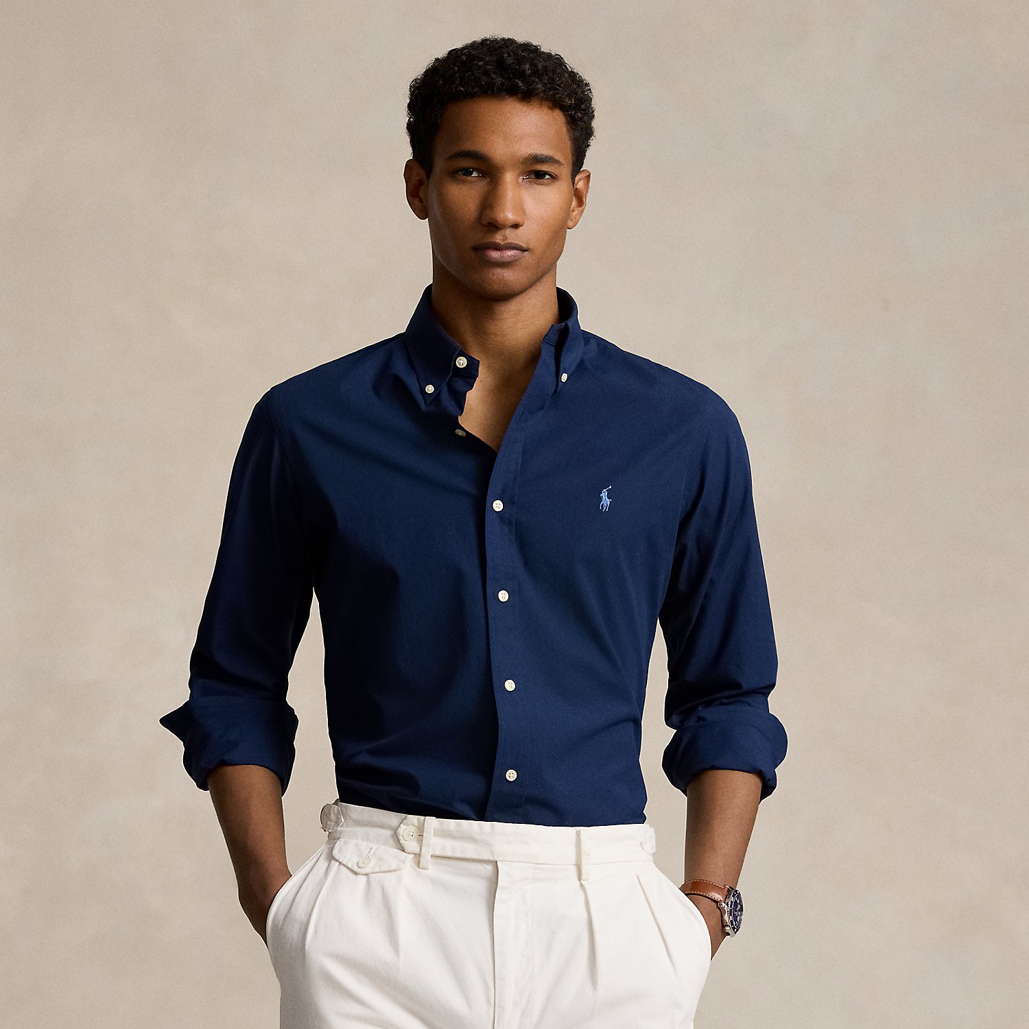 Custom Fit Stretch Poplin Shirt