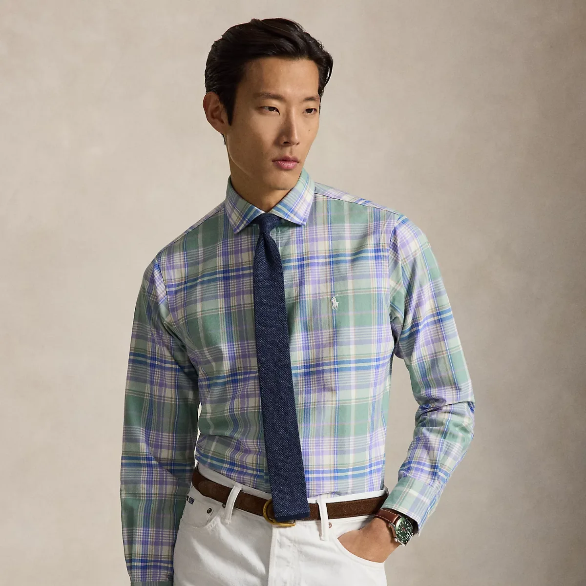 Custom Fit Plaid Oxford Shirt