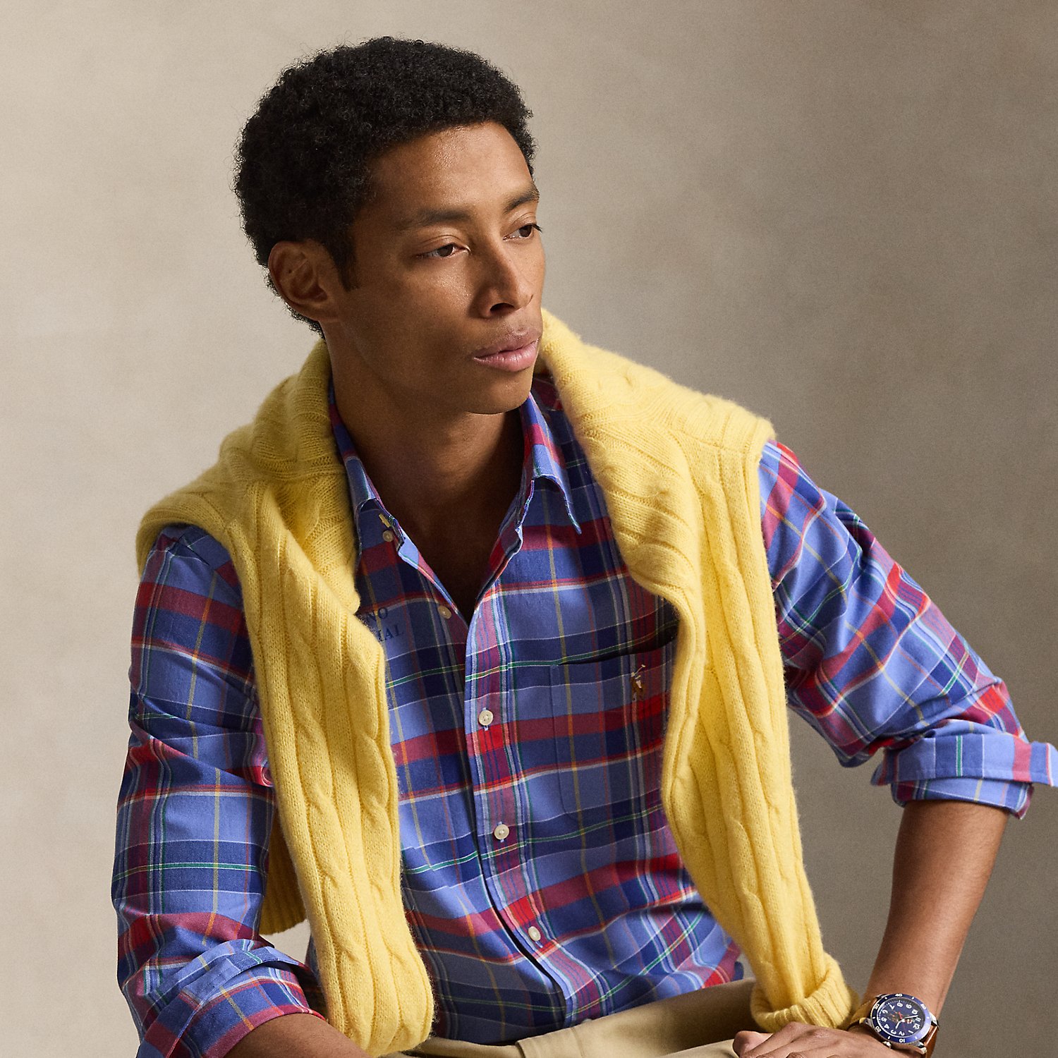 Custom Fit Plaid Oxford Shirt