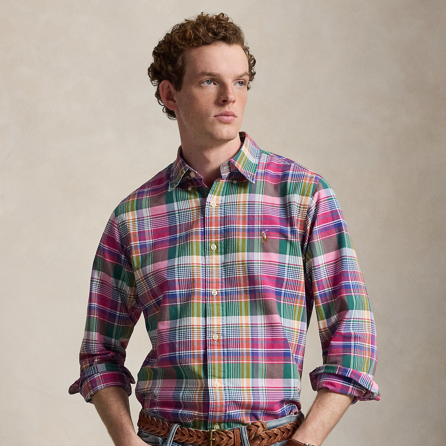 Custom Fit Plaid Oxford Shirt