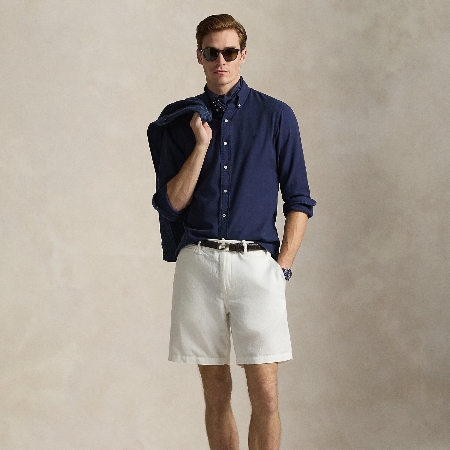 21.5 cm Classic Fit Linen-Cotton Shorts