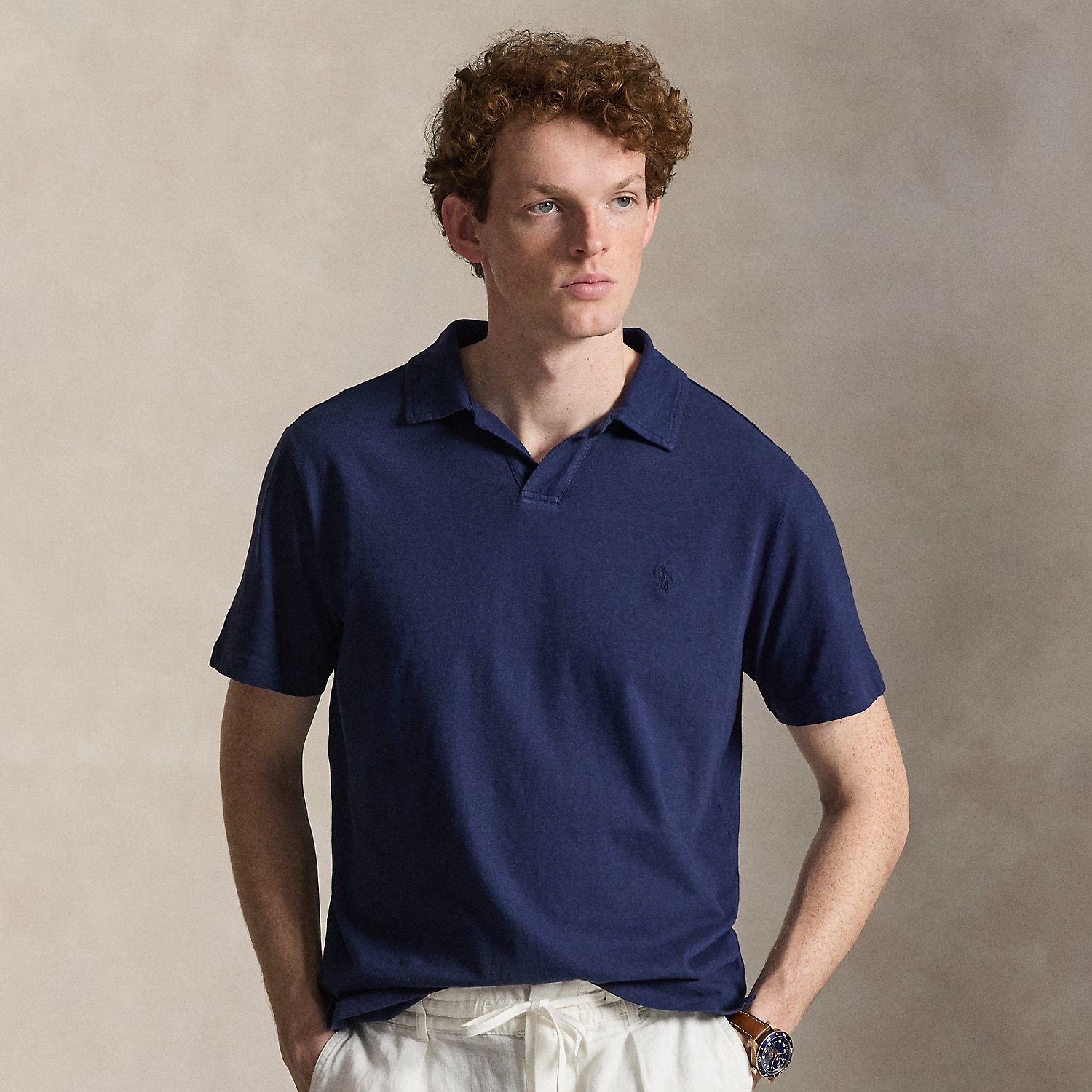 Standard Fit Cotton-Linen Polo Shirt