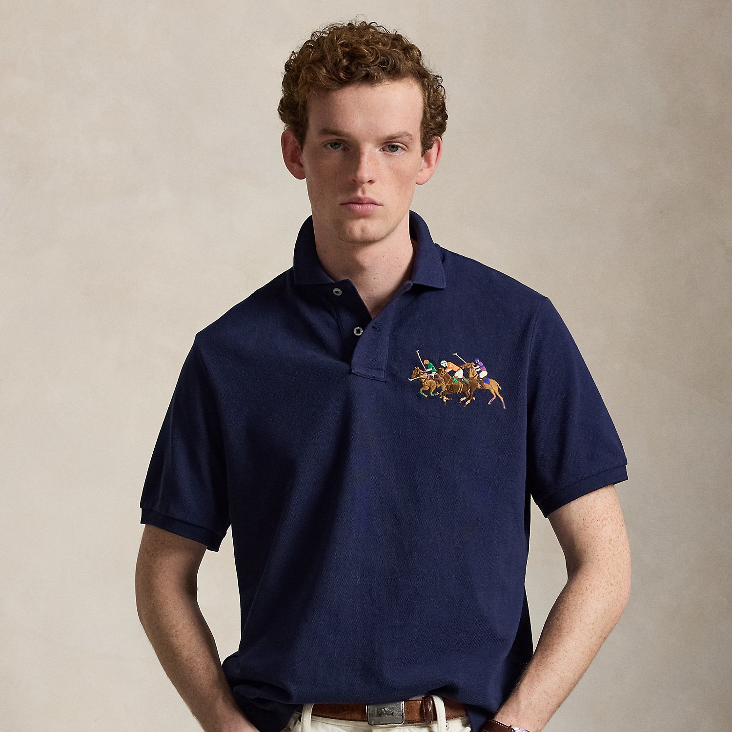 Classic Fit Triple-Pony Mesh Polo Shirt