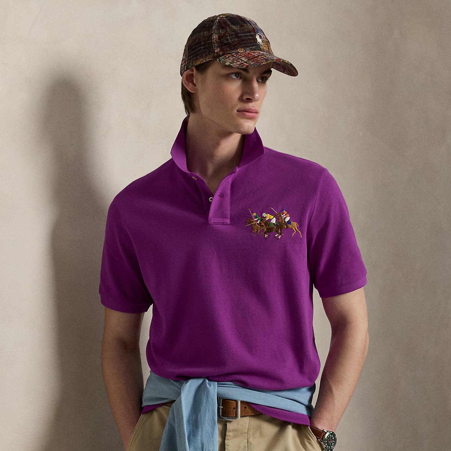 Classic Fit Triple-Pony Mesh Polo Shirt