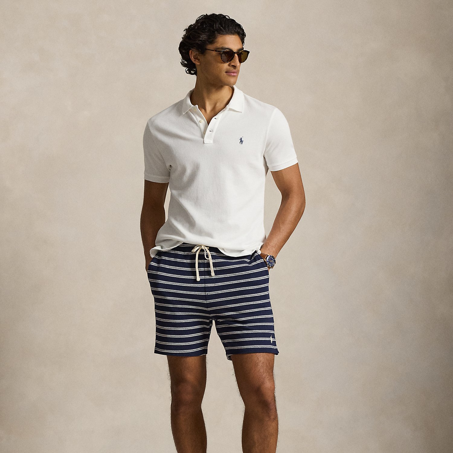 15 cm Striped Pointelle-Jersey Short
